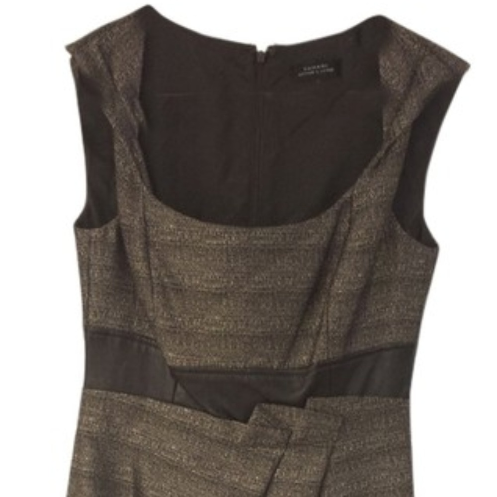 Tahari Espresso/Gold Textured Sheath Dress - XS 2